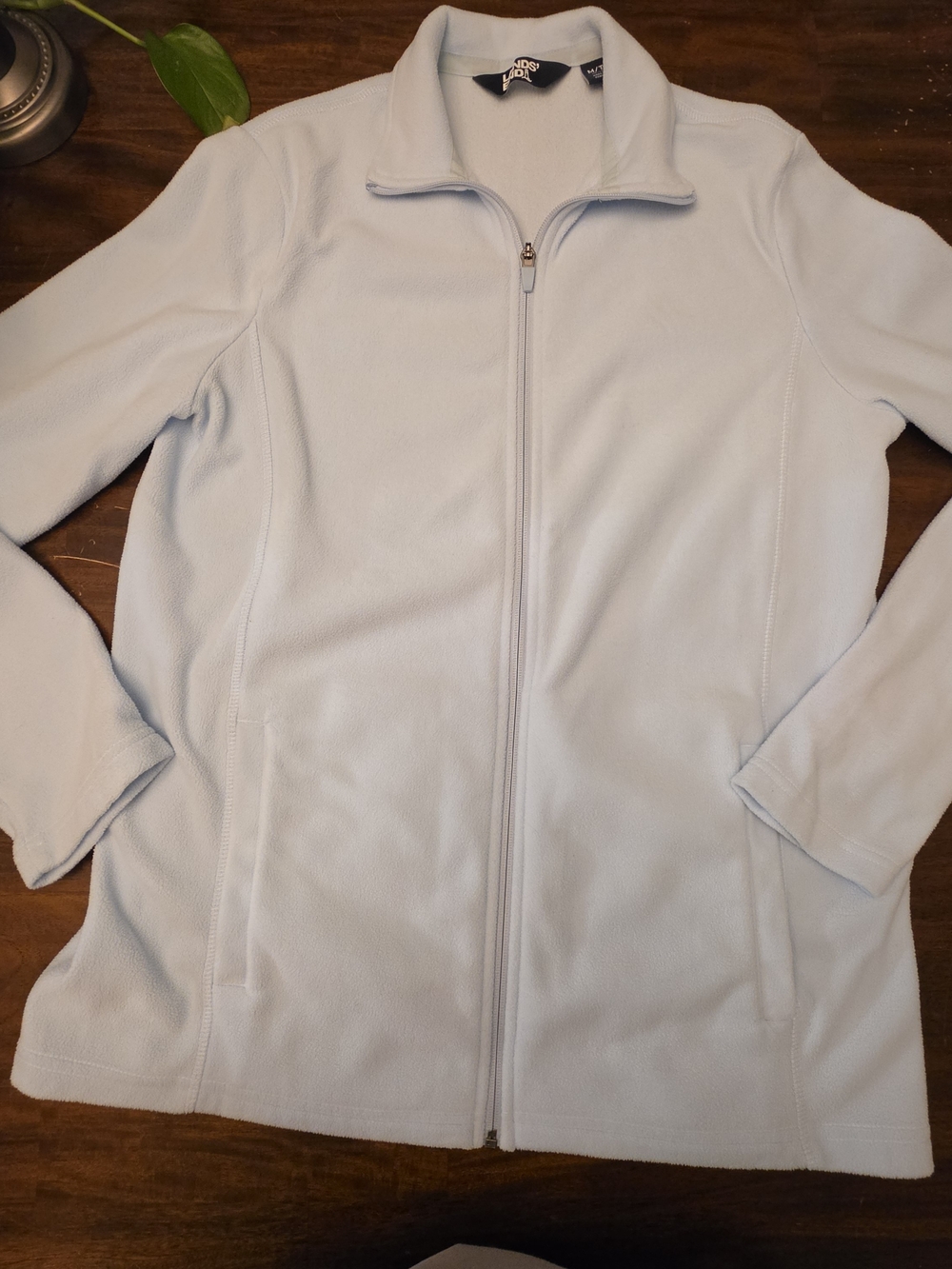 Lands' End Women's Full-Zip Fleece Jacket Light Blue / White